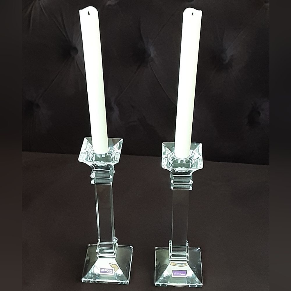 MARQUIS By WATERFORD Elegant Treviso 10" Candlesticks Set of 2 NWOB